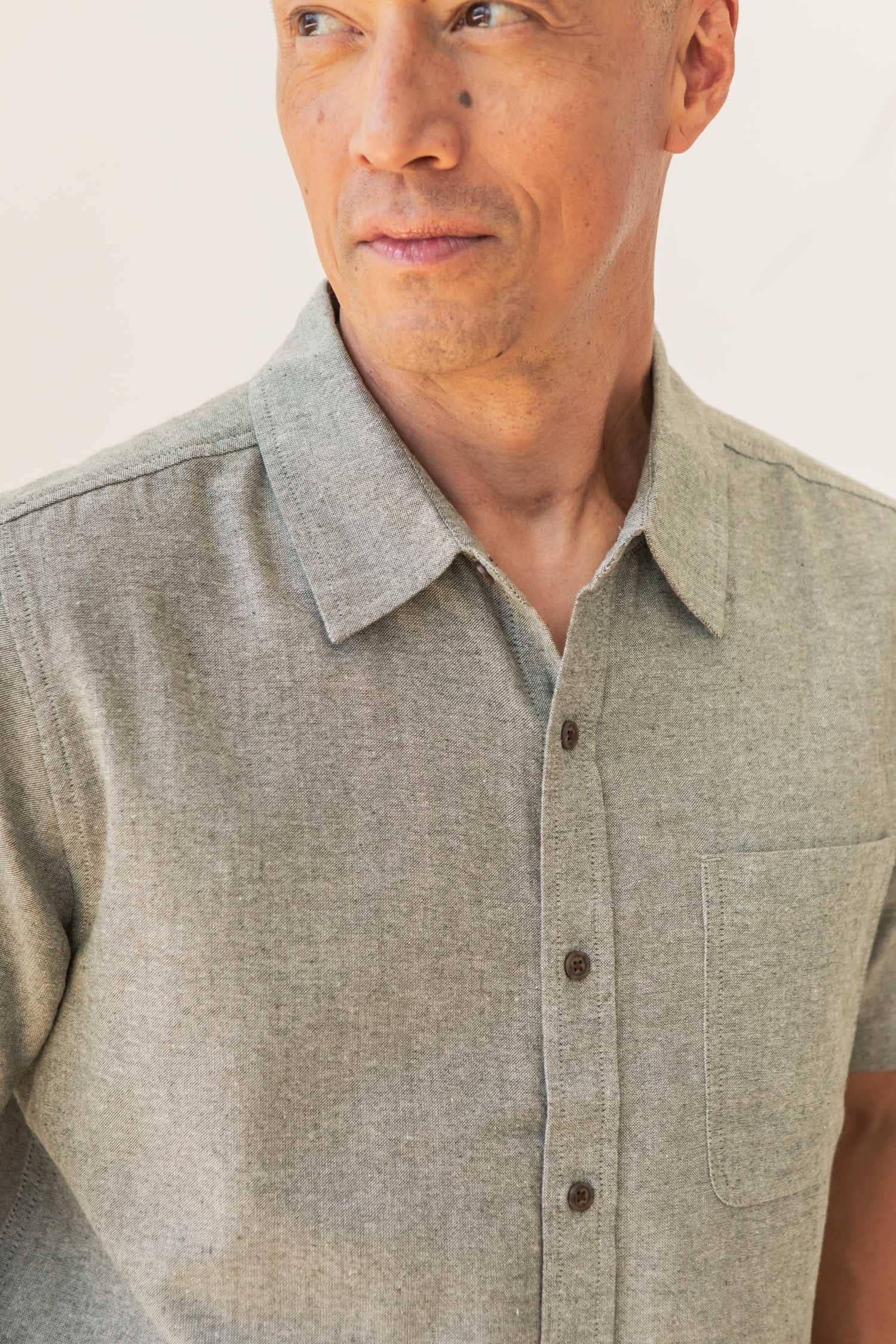 Bridge & Burn - Malcolm Shirt / Sage Chambray - Sage Chambray