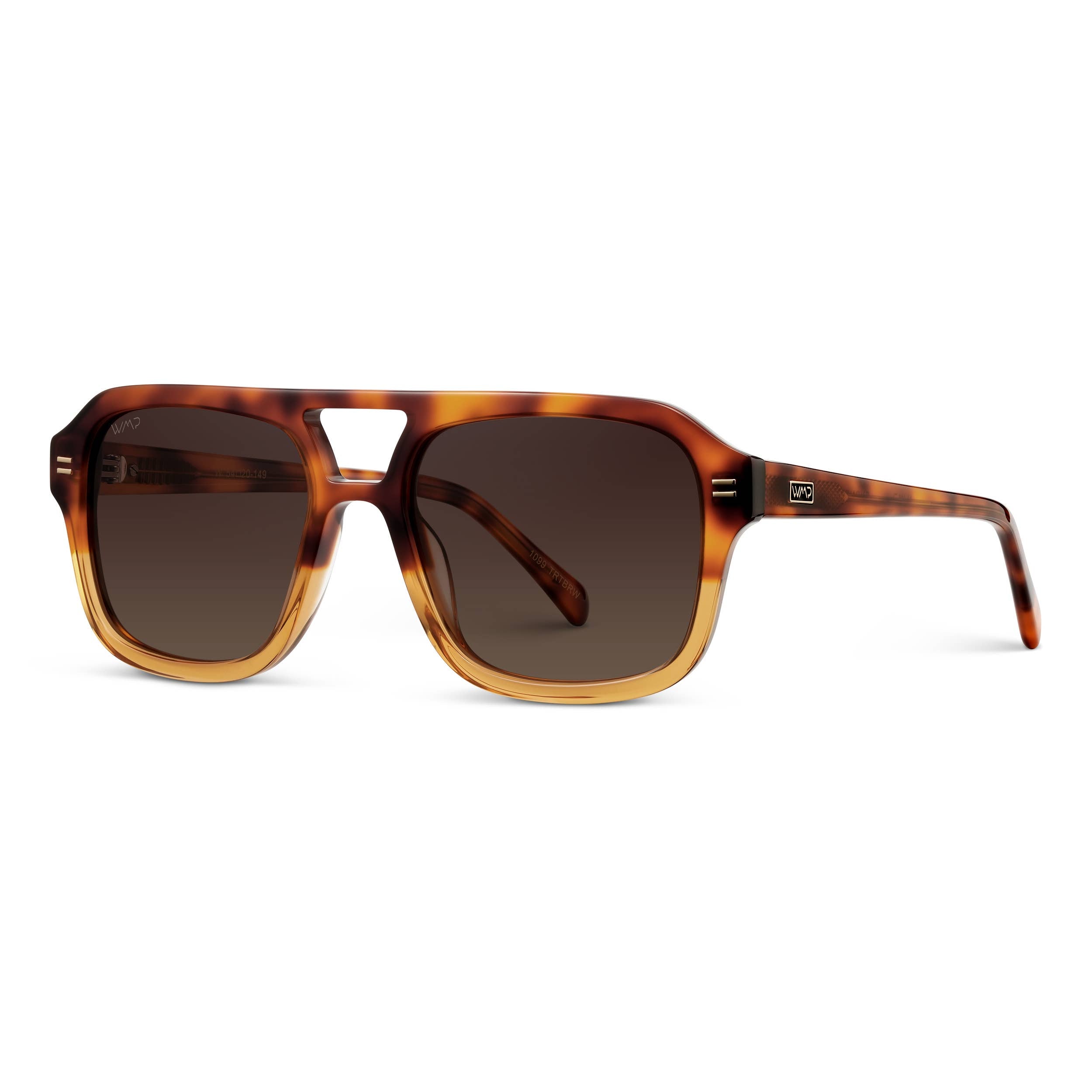 WMP Eyewear - Sydney - Women's Bold Retro Aviator Sunglasses - Crystal Sunset Tortoise/Dark Beige Gradient Lens