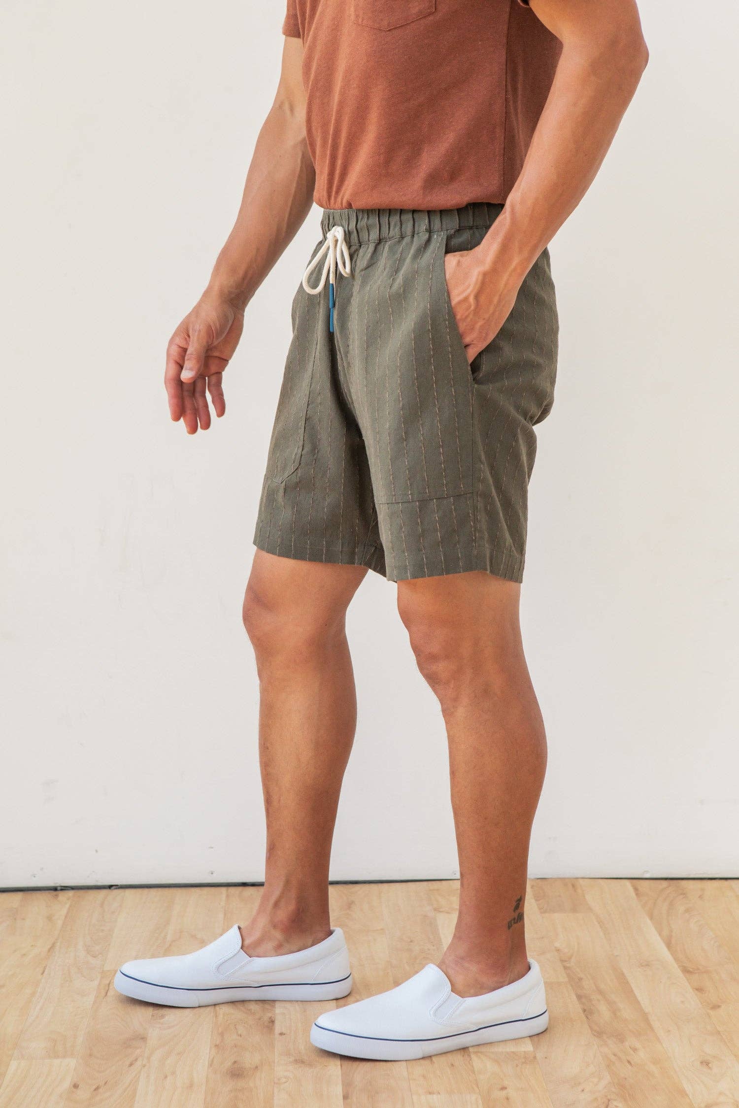 Bridge & Burn - Noah Short / Olive Stripe - Olive Stripe