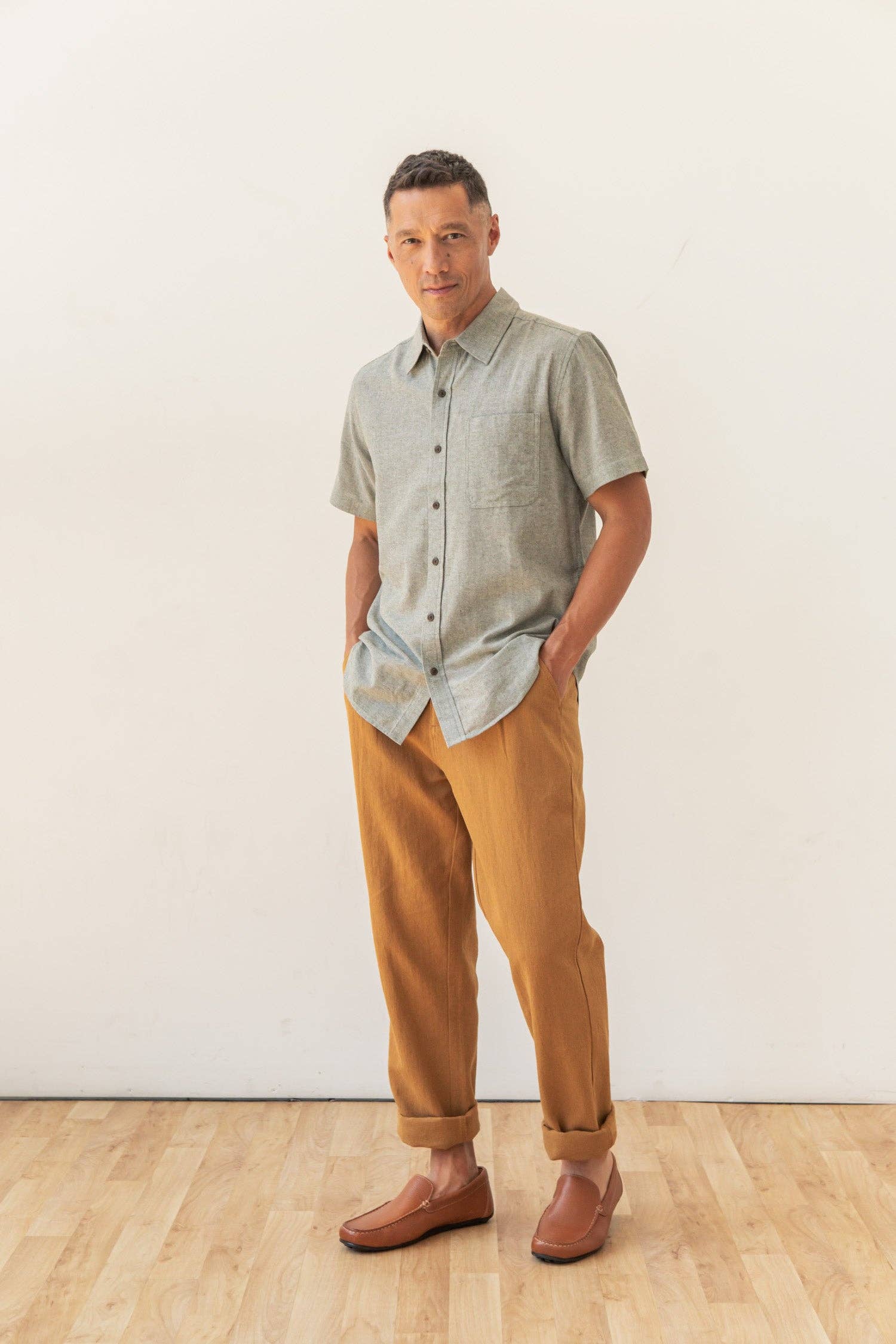 Bridge & Burn - Malcolm Shirt / Sage Chambray - Sage Chambray
