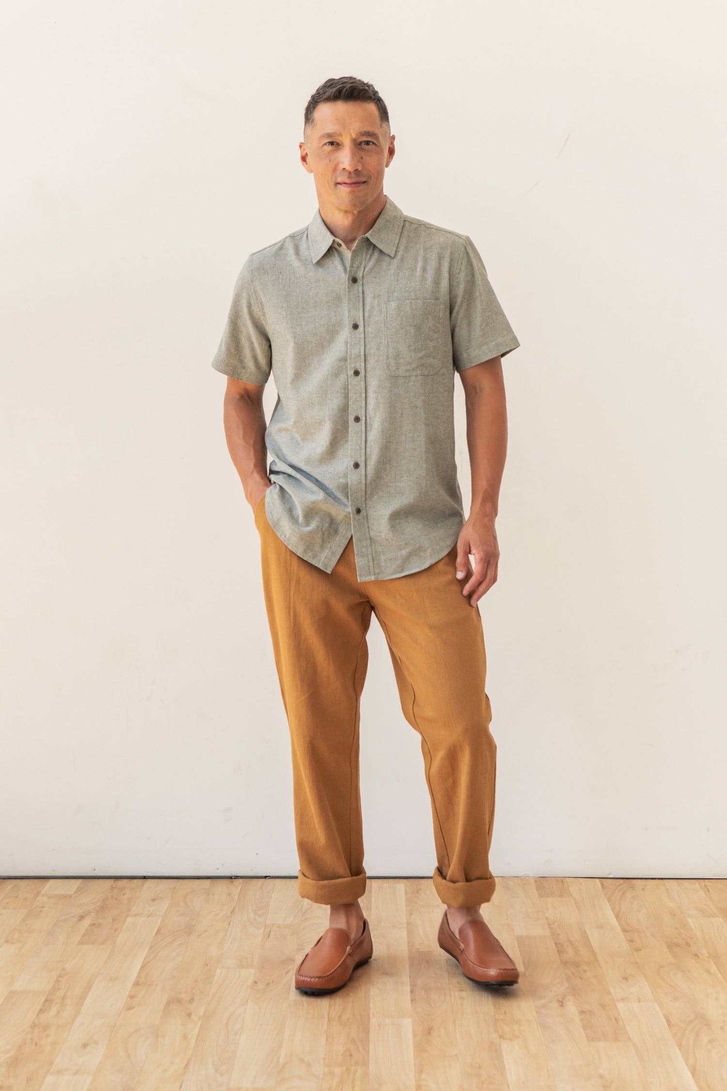 Bridge & Burn - Malcolm Shirt / Sage Chambray - Sage Chambray