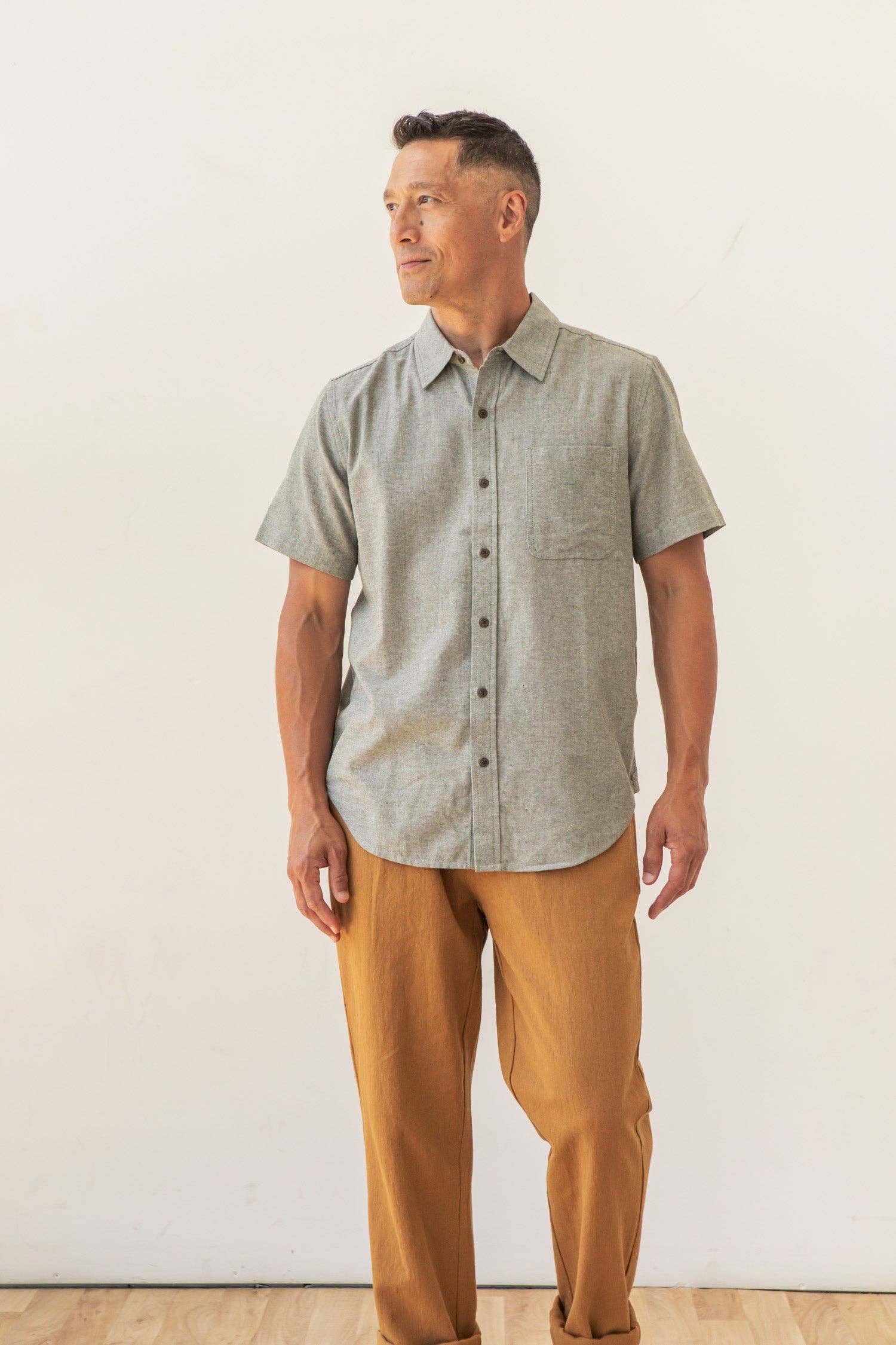 Bridge & Burn - Malcolm Shirt / Sage Chambray - Sage Chambray