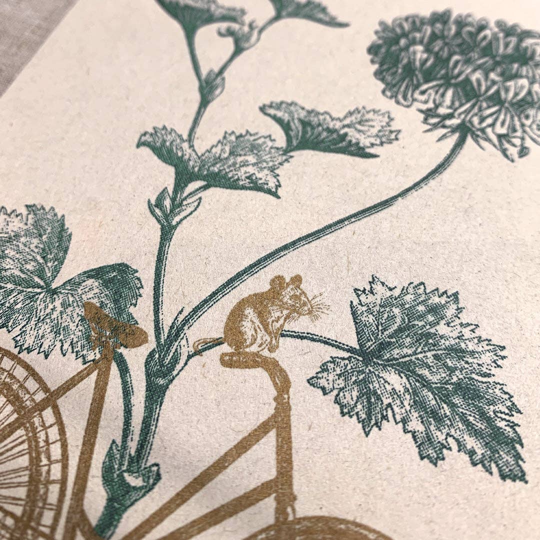 Postcard / Bicycle with Mouse and Plant
