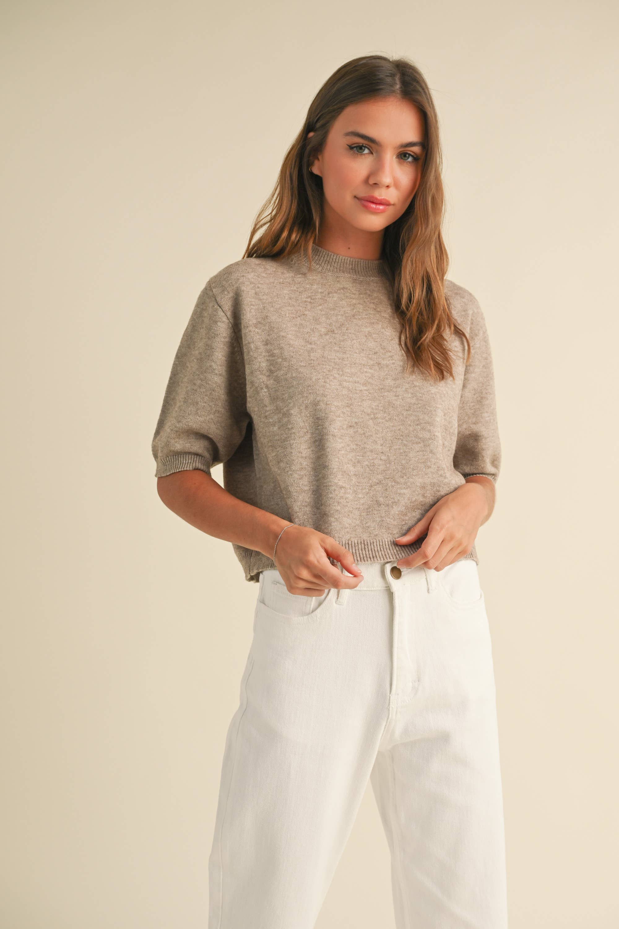 Cafe Short Sleeve Sweater