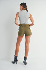 Olive Cargo Stretch Shorts