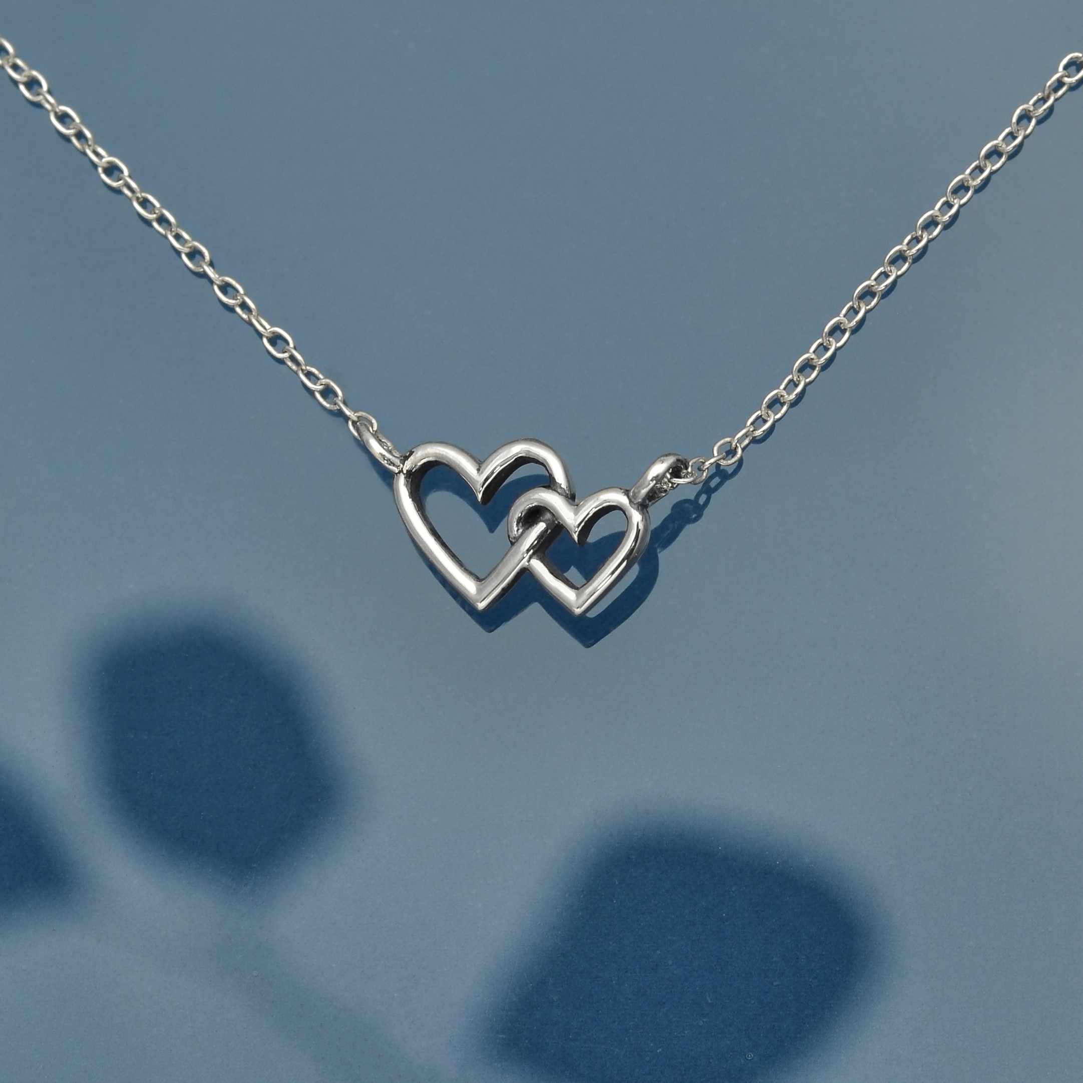 Sterling Silver Petite Hearts Necklace 18 Inch