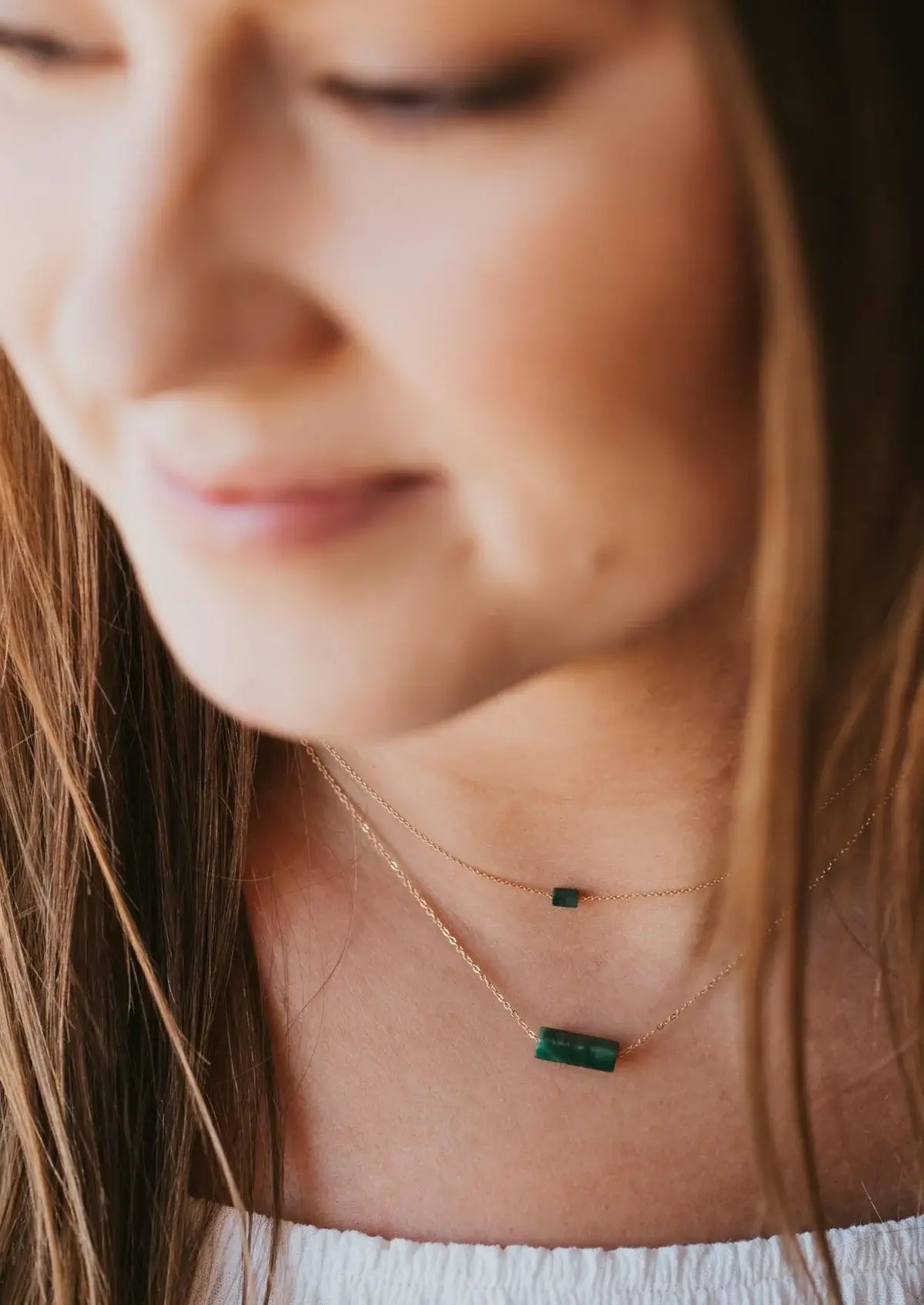 Gemma Necklace in Jade or Labradorite