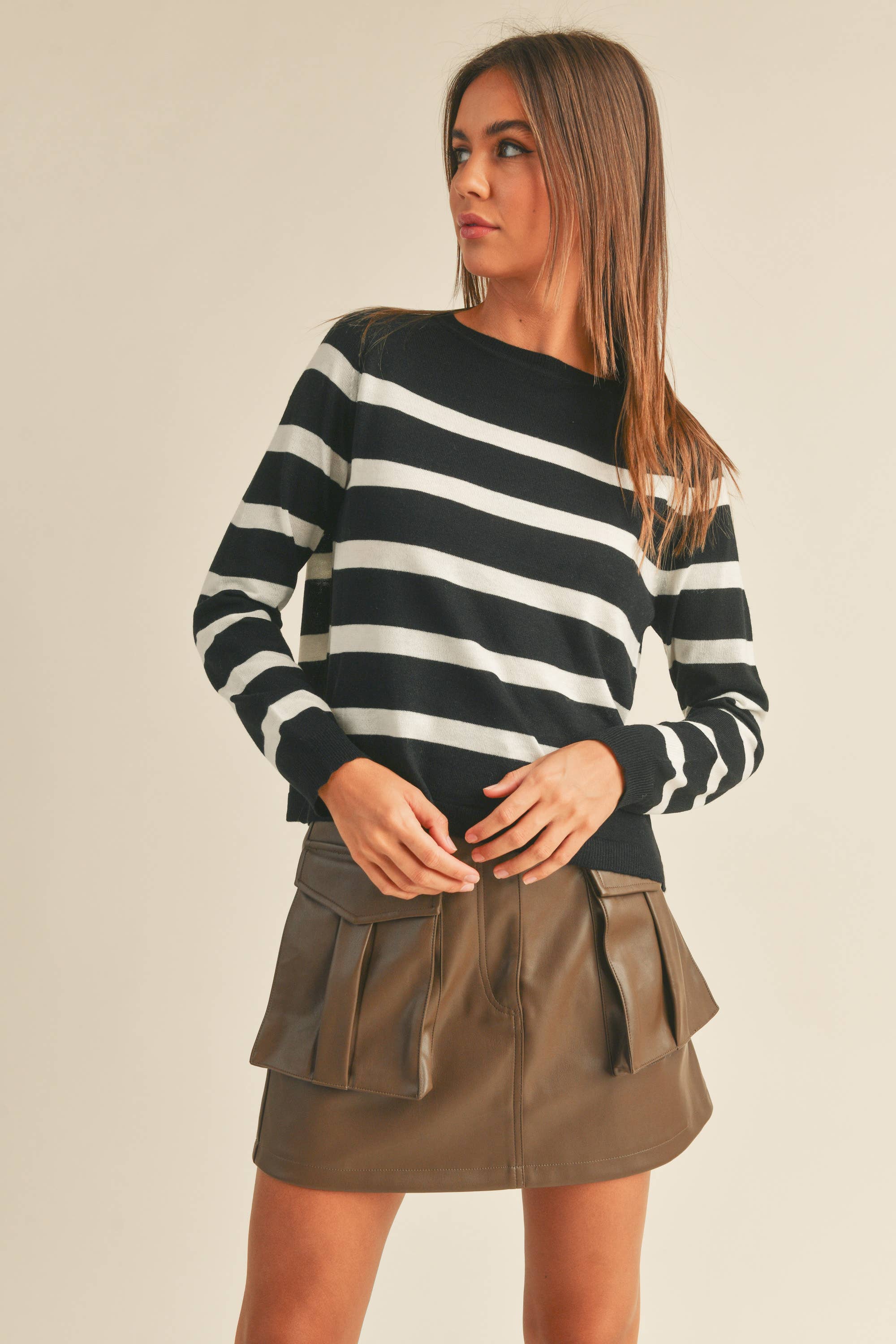 Heidi Striped Sweater in Black/White