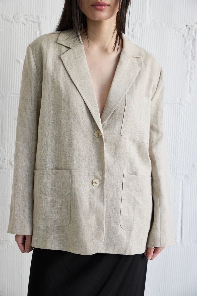 The Lillian Oversized White Linen Blazer