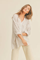 Aline Button Down in Beige or Grey