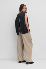 The Merritt Tie Back Knit Vest in Charcoal