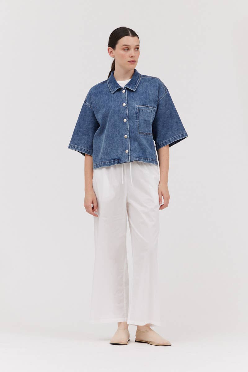 Oona Oversized Denim S/S Buttondown Top