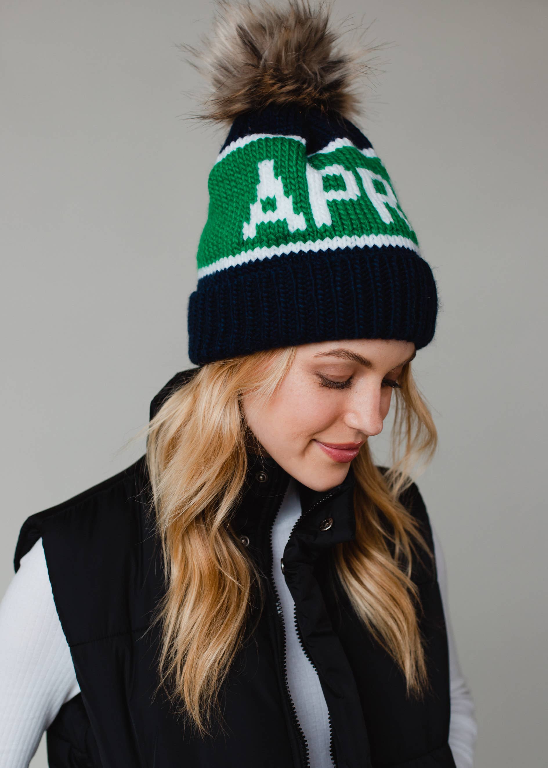 Navy Apres Pom Hat