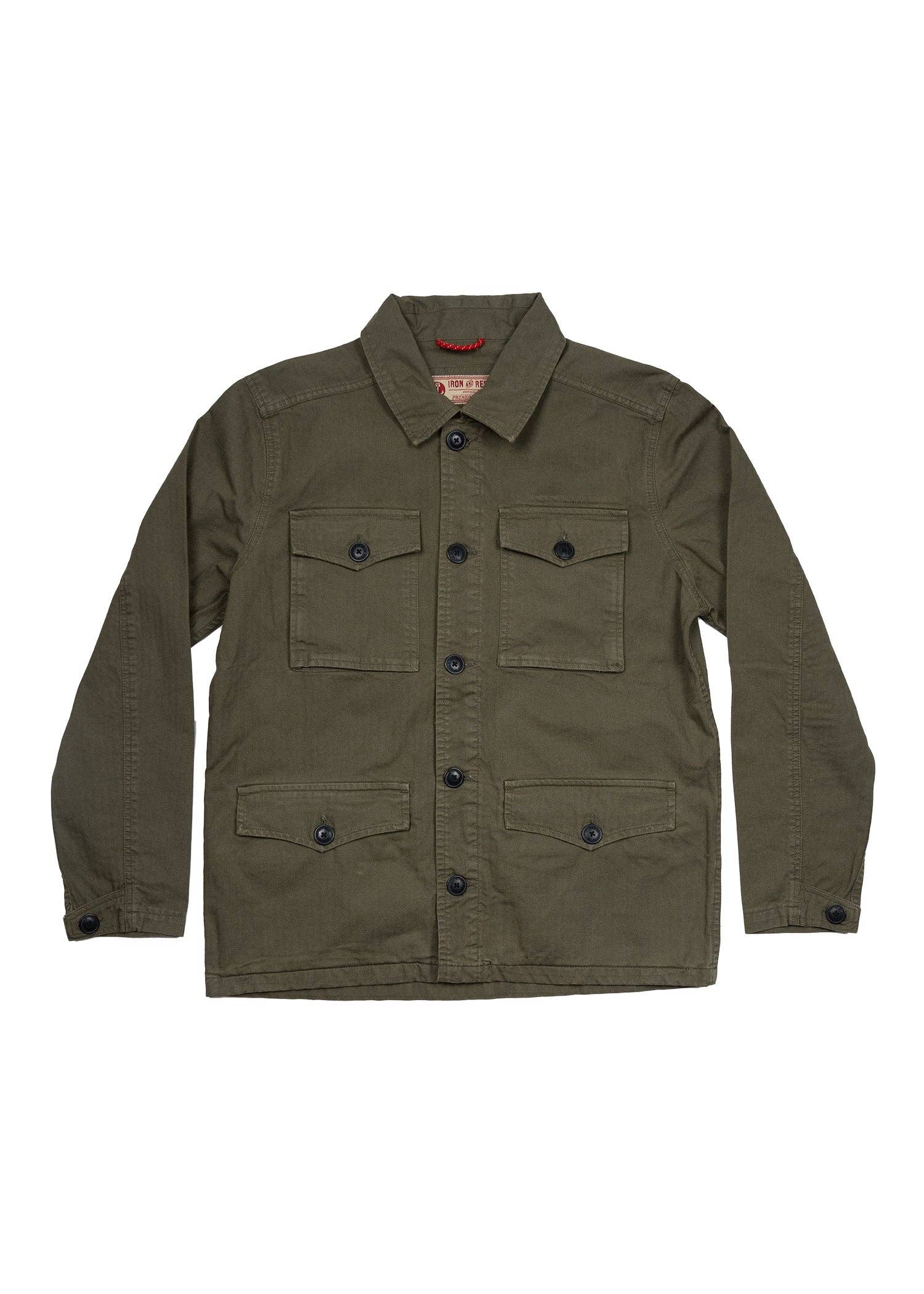 Herringbone Military Jacket in Army or Charcoal