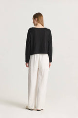 The Gia Relaxed Boat Neck Long Sleeve Top