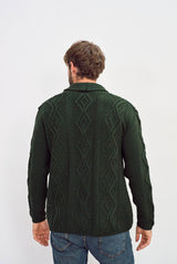 Killary Fjord Aran Cardigan - Forest Green