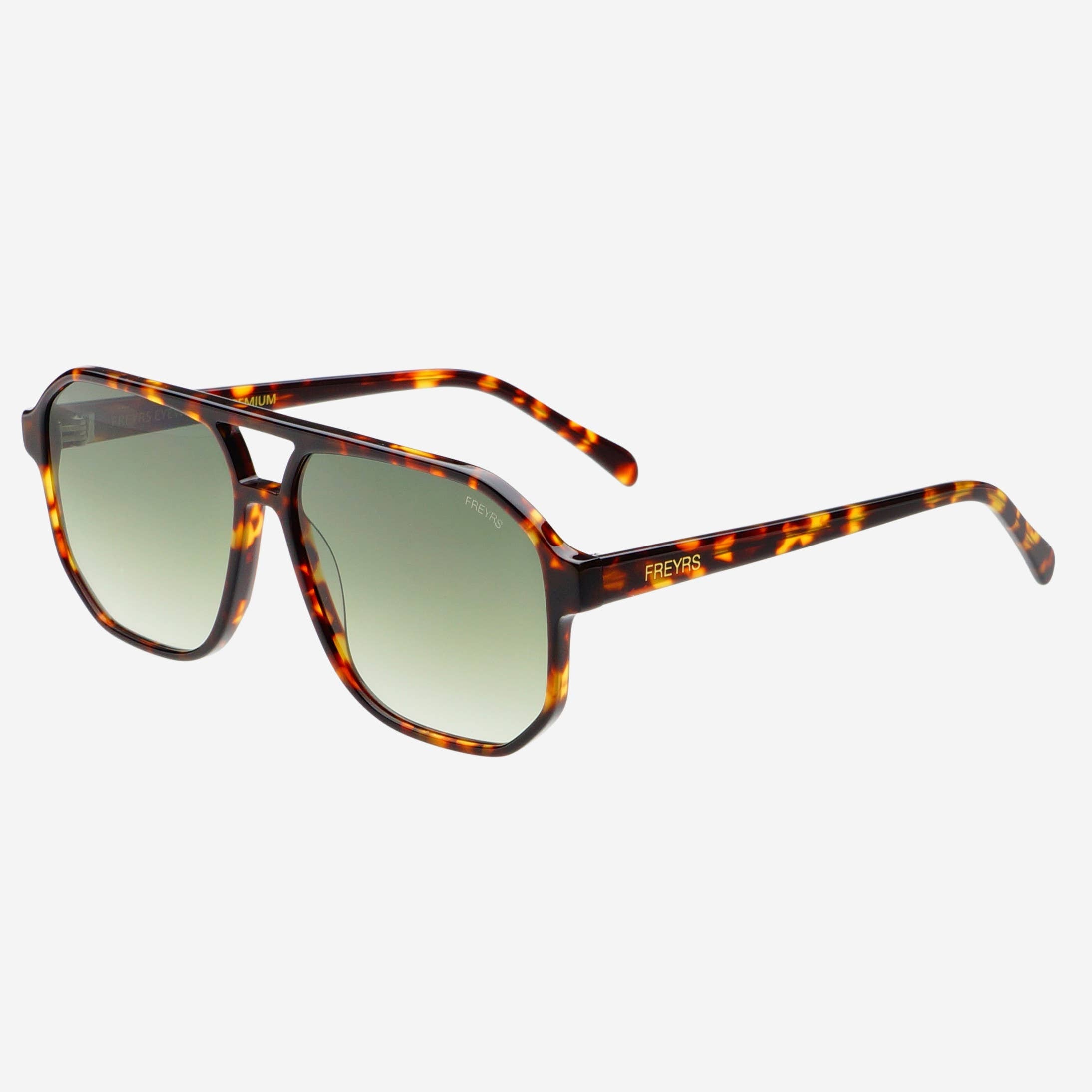 Billie Tortoise/Green Unisex Aviator Sunglasses