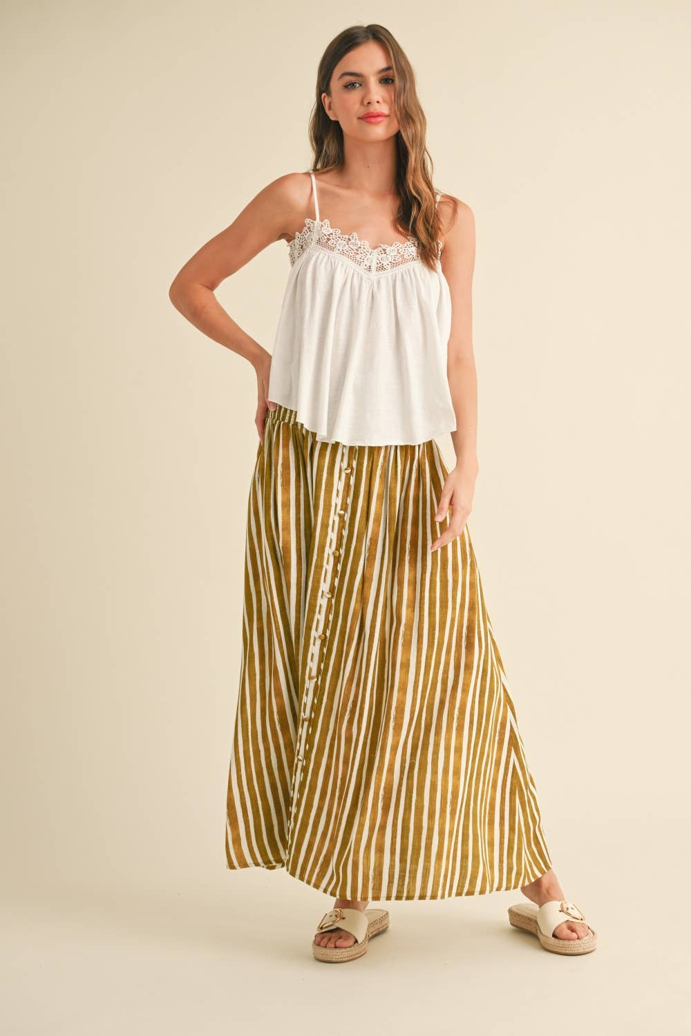 Leah Lemongrass Striped Skirt