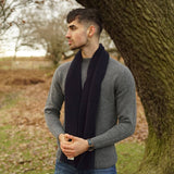 Lambswool Purl Scarf Navy