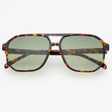 Billie Tortoise/Green Unisex Aviator Sunglasses