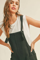 Linen Short Overall Black