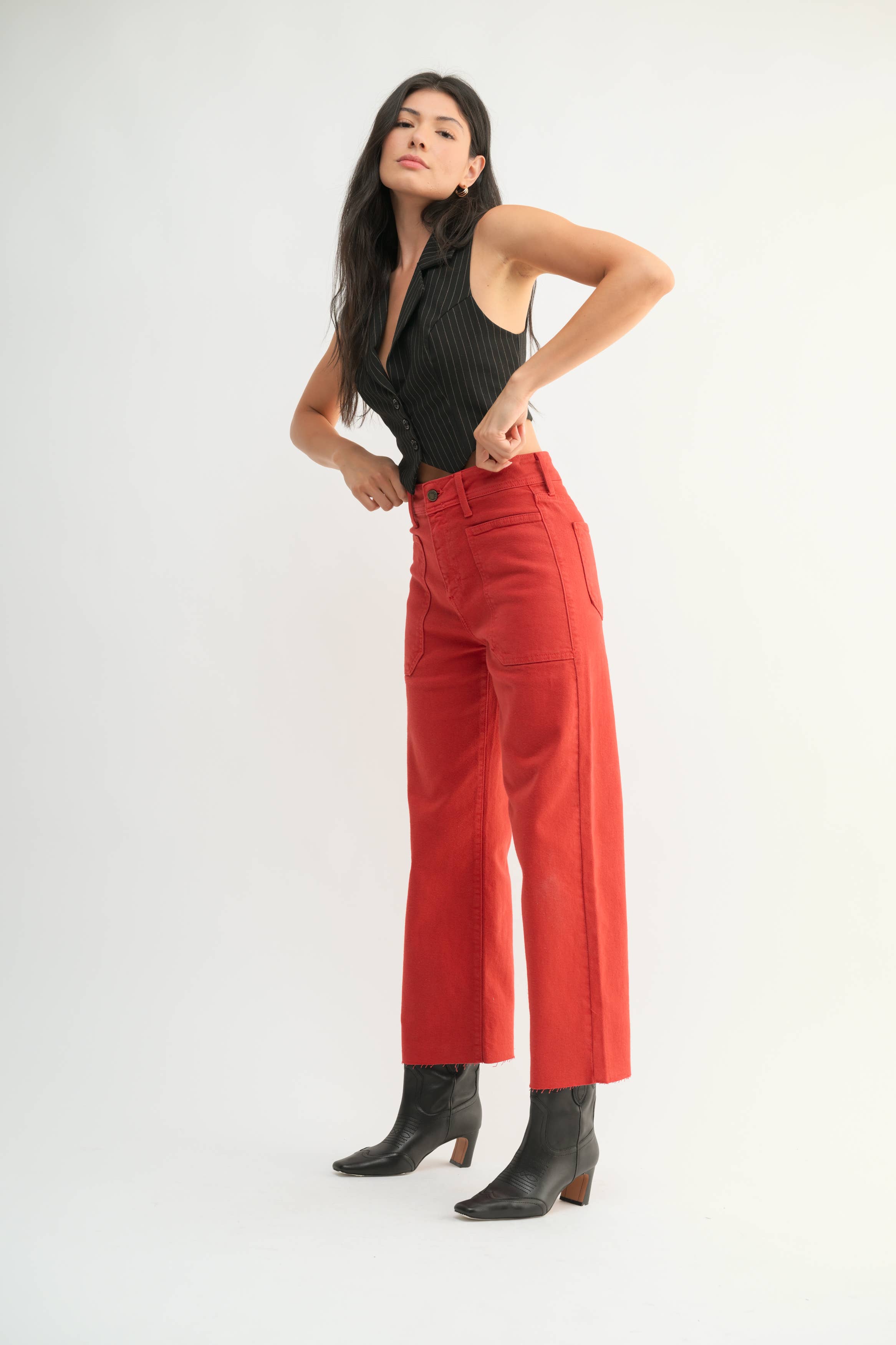 Cranberry High Rise Utility Wide Leg