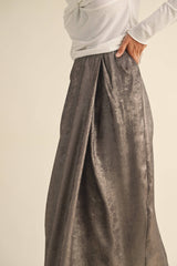 Mia Metallic Pleated Skirt in Bronze