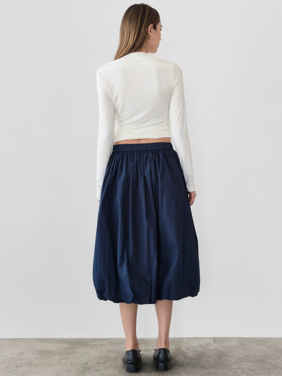 The Bella Midi Bubble Skirt in Navy