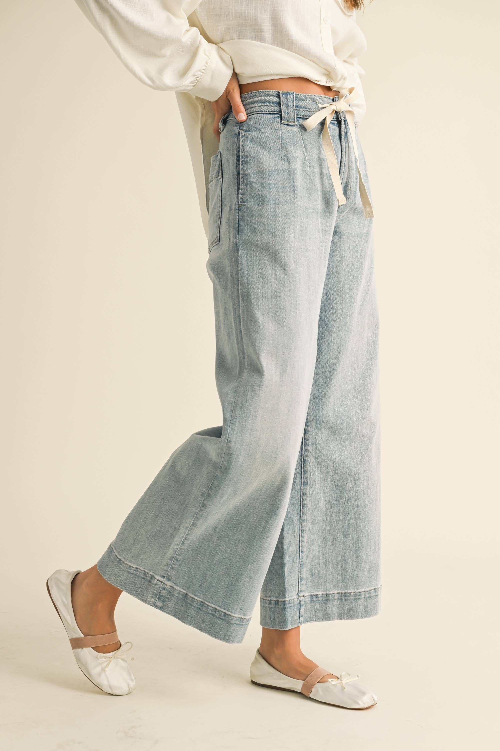 Mia Washed Tie Front Denim