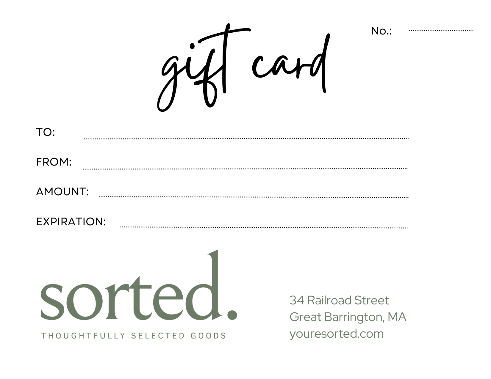 Sorted Gift Card