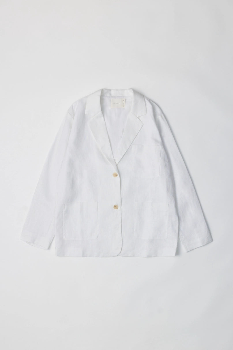 The Lillian Oversized White Linen Blazer