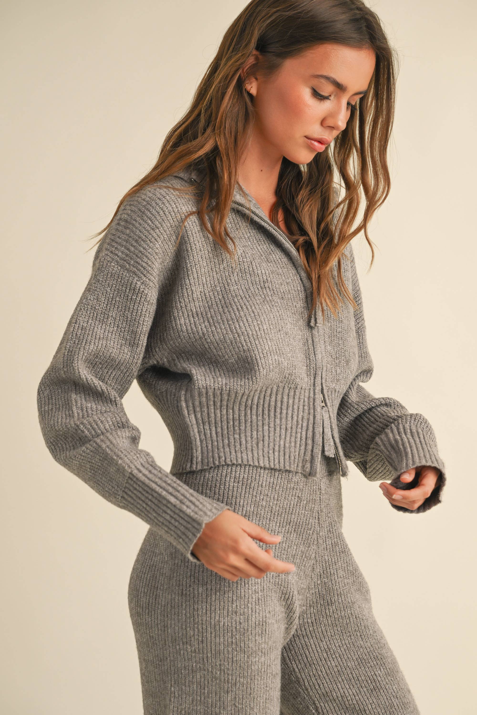 Zunie Zip Front Sweater in Mocha