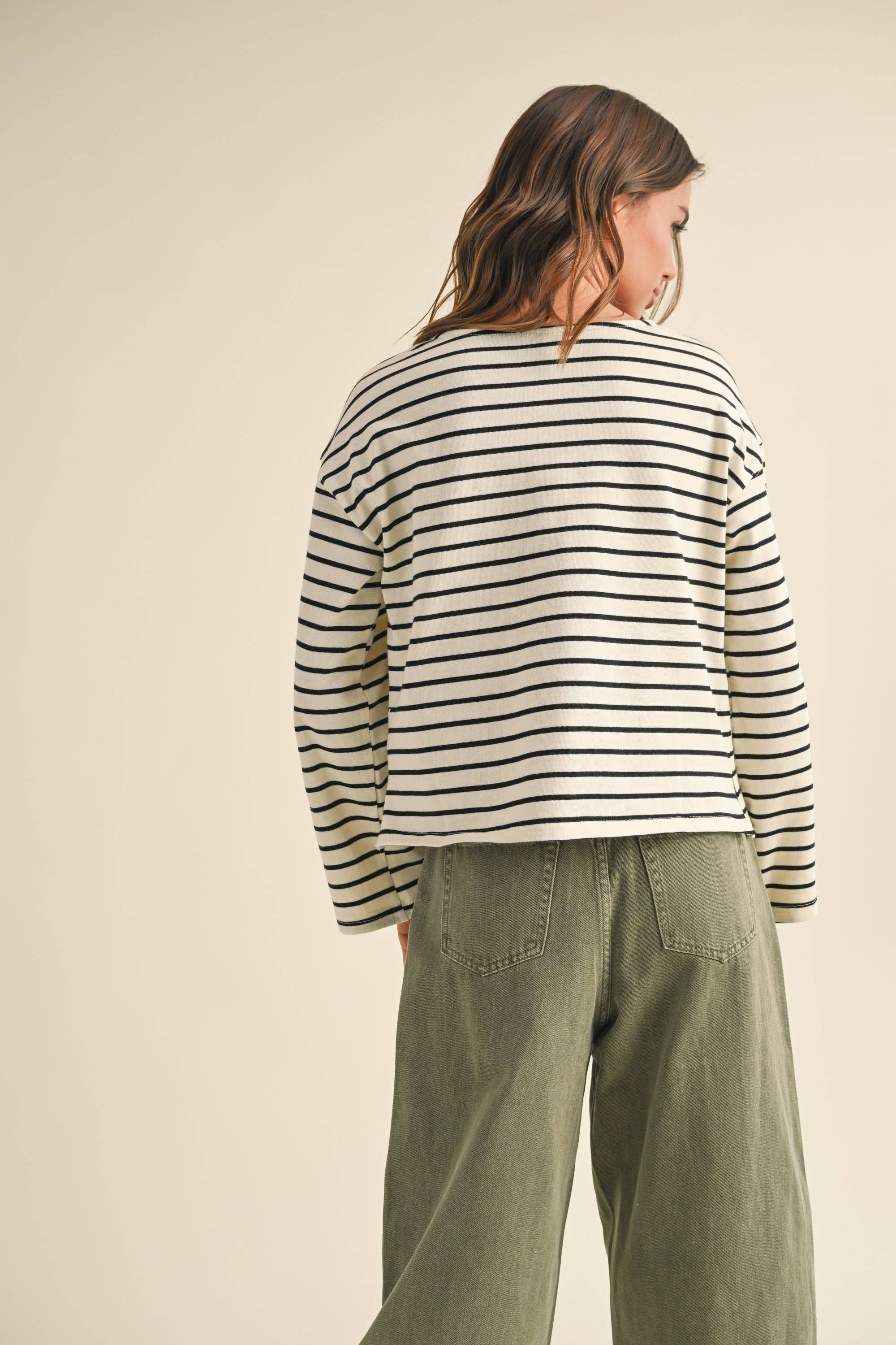 Sally Striped White/Black L/S