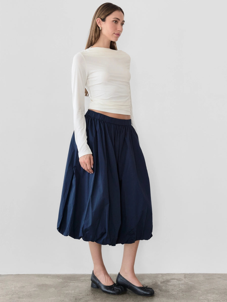 The Bella Midi Bubble Skirt in Navy