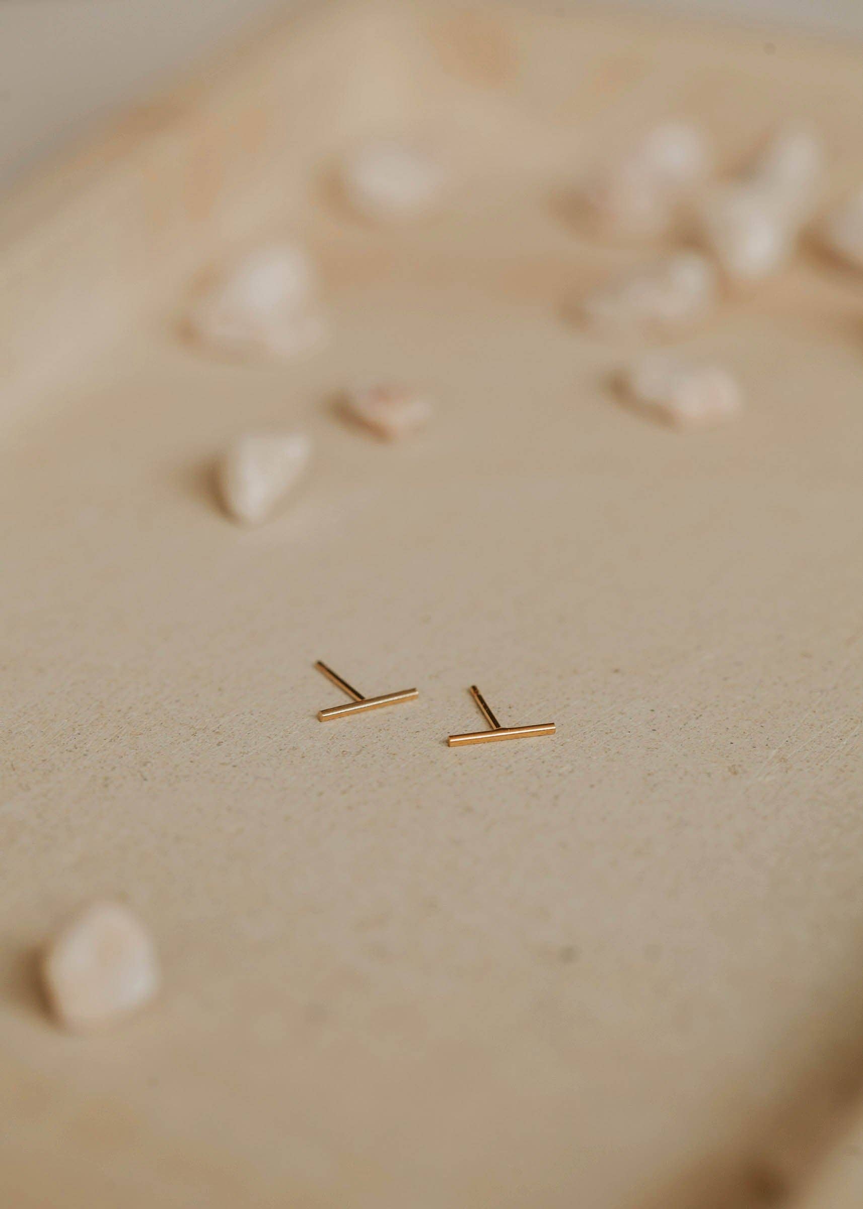 Tiny 14kt GF Bar Studs