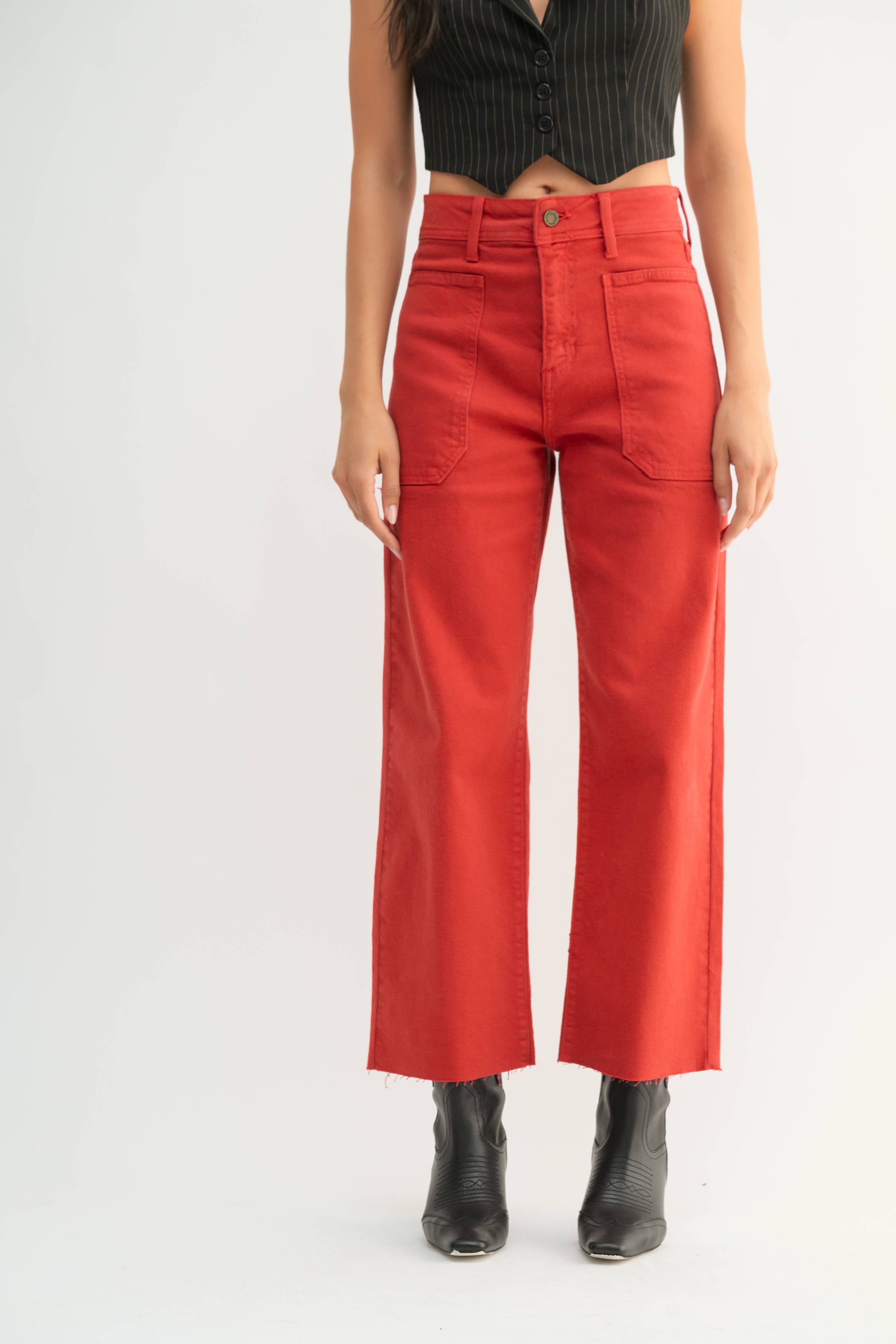 Cranberry High Rise Utility Wide Leg