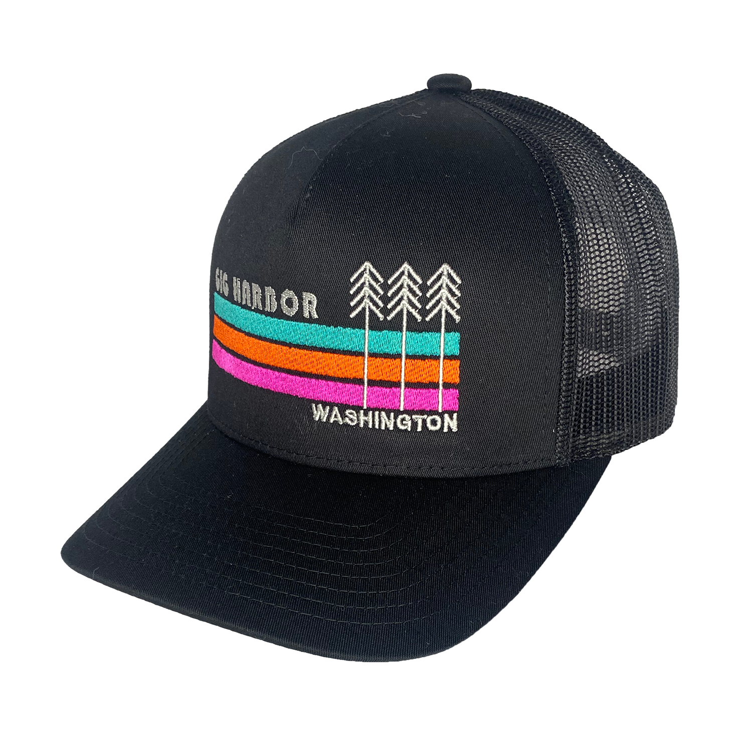 The Berkshires MA Stripes and Trees Trucker Hat