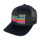 The Berkshires MA Stripes and Trees Trucker Hat