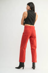 Cranberry High Rise Utility Wide Leg