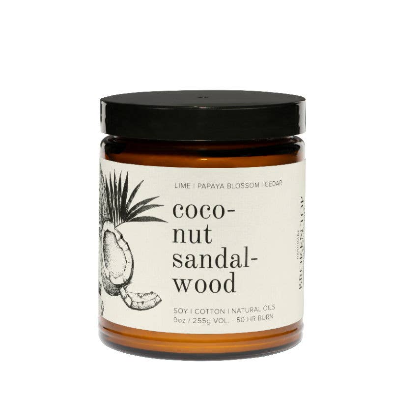 Coconut Sandalwood Natural Soy Candle 9 oz