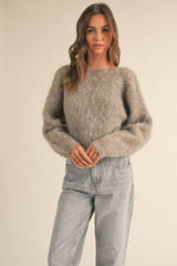 Twisted Reversible Sweater in Greige