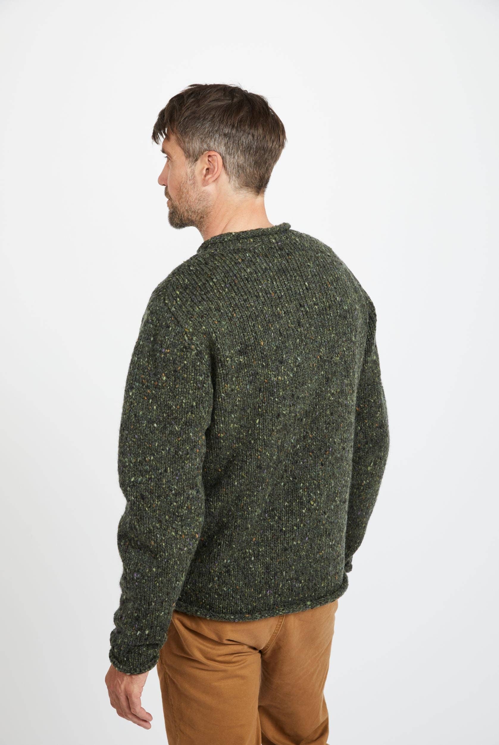 Raheen Tweed Roll Neck Mens Sweater - Green