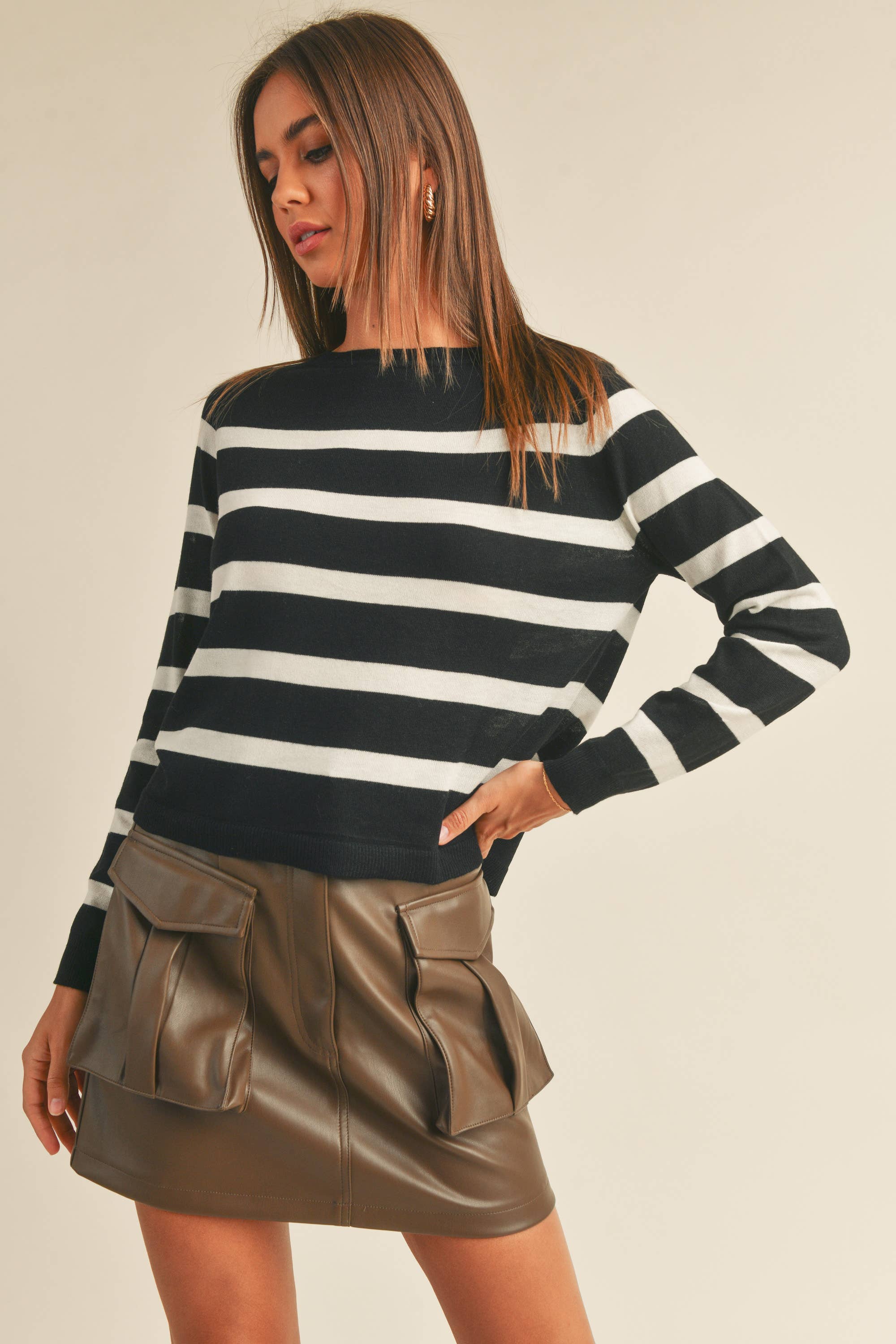 Heidi Striped Sweater in Black/White