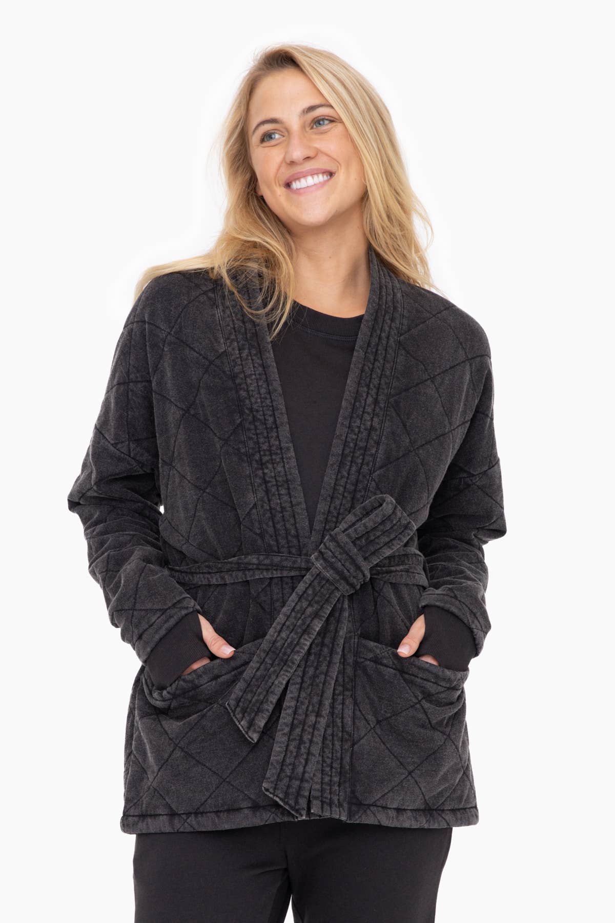 Quilted Mineral Washed Wrap Jacket