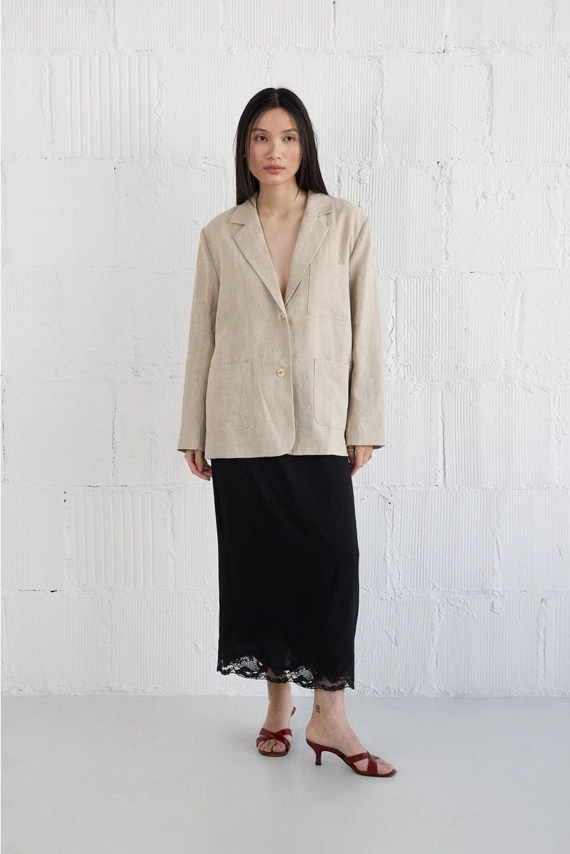 The Lillian Oversized White Linen Blazer