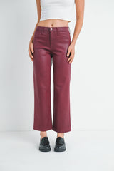 Coated Burgundy Straight Legged Jeans