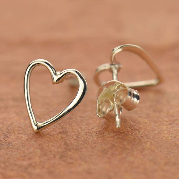 Sterling Silver Heart Post Earring 9x8mm