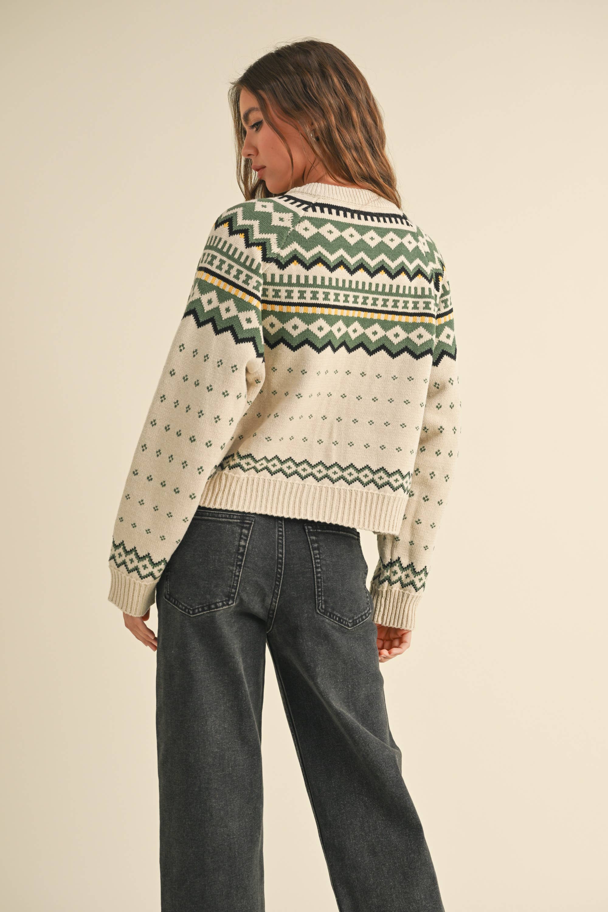 Molly Multi Pattern Button Front Cardigan Sweater