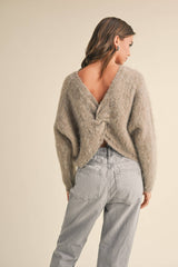 Twisted Reversible Sweater in Greige