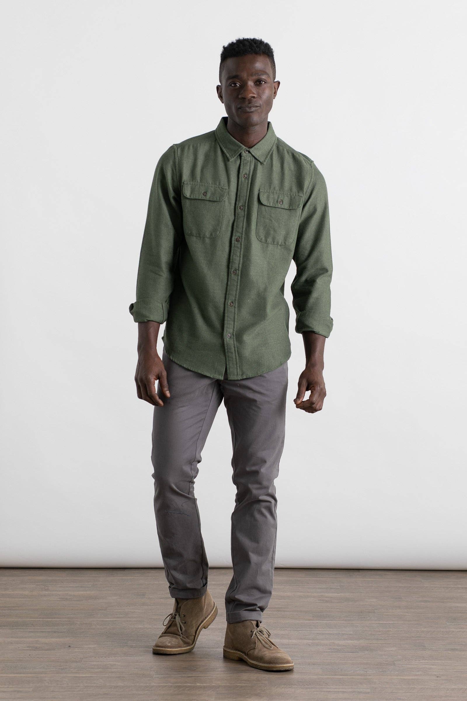 Bedford Shirt / Forest Herringbone